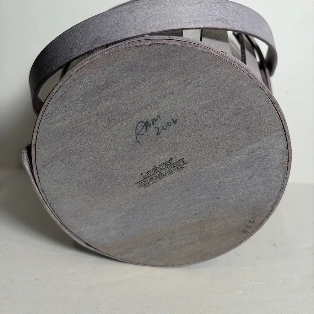 Longaberger 2006 Round Picket Pail Basket Lavender Purple, Lid & Protector EXC